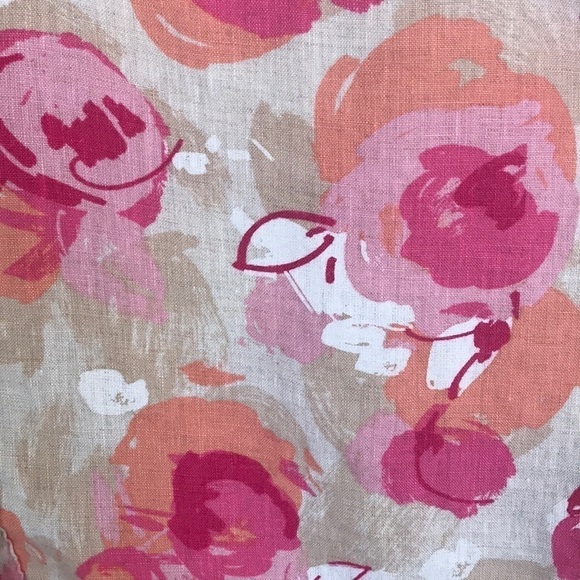 JM Collection Floral Print Crochet & Pleated Detail Linen Top - Picture 3 of 9